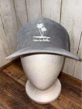 Travis Mathew Yupoong Gray Corduroy Snapback Hat Cap Palm Tree Logo Golf Outdoor